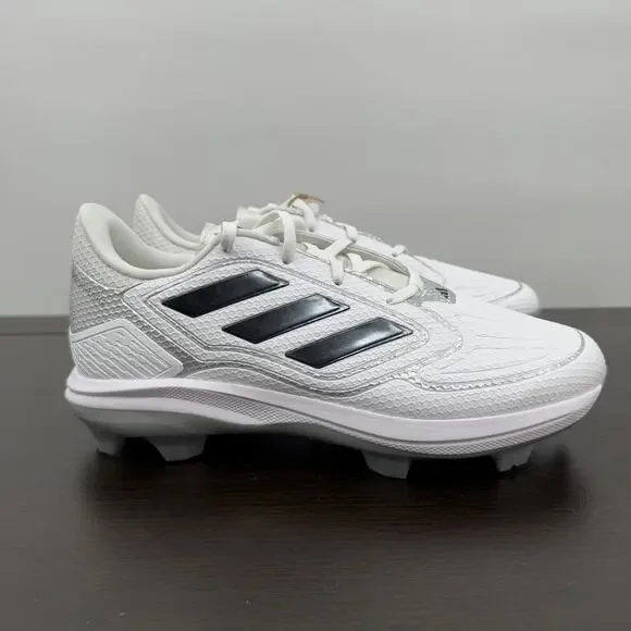 Adizero PureHustle 3 TPU Softball Cleats Adidas White Black Silver IG7137 Sz 9.5 - Picture 2 of 14